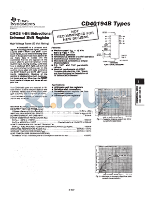 CD40194BNSR datasheet - CMOS 4-BIT BIDIRECTIONAL UNIVERSAL SHIFT REGISTER