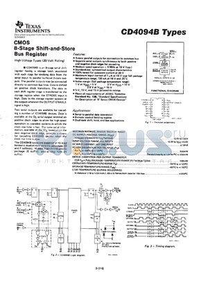 CD4094BNSR datasheet - CMOS 8-STAGE SHIFT-AND-STORE BUS REGISTER