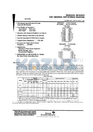 SNJ54LS323J datasheet - 8-BIT UNIVERSAL SHIFT/STORAGE REGISTERS