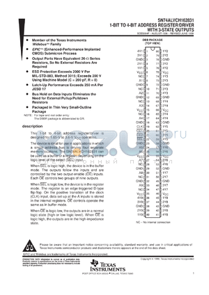 SN74ALVCH162831GR datasheet - 1-BIT TO 4-BIT ADDRESS REGISTER/DRIVER WITH 3-STATE OUTPUTS