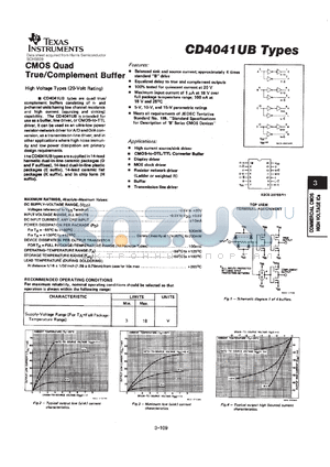 CD4041UBF datasheet - CMOS QUAD TRUE/COMPLEMENT BUFFER