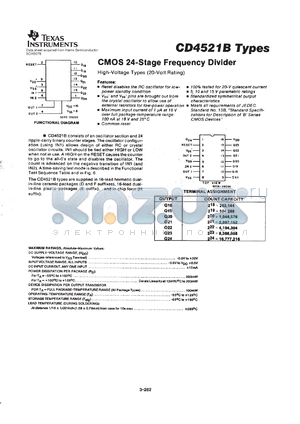 CD4521BE datasheet - CMOS 24-STAGE FREQUENCY DIVIDER