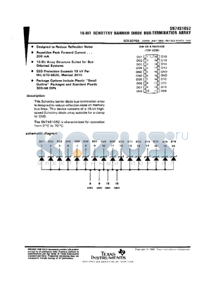 SN74S1052DWR datasheet - 16-BIT SCHOTTKY BARRIER DIODE BUS-TERMINATION ARRAY