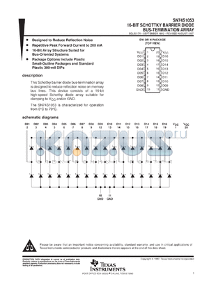 SN74S1053DBR datasheet - 16-BIT SCHOTTKY BARRIER DIODE BUS-TERMINATION ARRAY