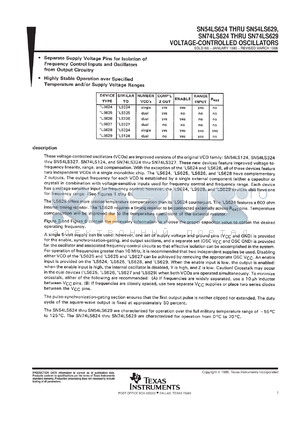 SNJ54LS629J datasheet - VOLTAGE-CONTROLLED OSCILLATORS