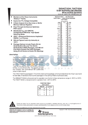 SNJ54ACT16244WD datasheet - 16-BIT BUFFERS AND LINE DRIVERS WITH 3-STATE OUTPUTS