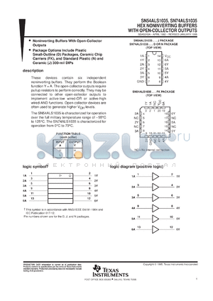 5962-8874201DA datasheet - HEX NONINVERTING BUFFERS WITH OPEN-COLLECTOR OUTPUTS
