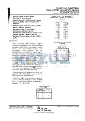 SNJ54BCT2240J datasheet - OCTAL BUFFERS AND LINE/MOS DRIVERS WITH 3-STATE OUTPUTS
