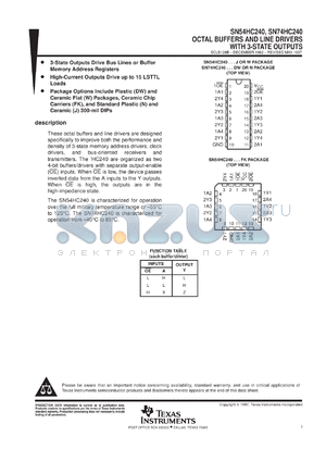 84074012A datasheet - OCTAL BUFFERS AND LINE DRIVERS WITH 3-STATE OUTPUTS