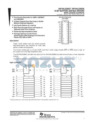 SN74ALS29828DWR datasheet - 10-BIT BUFFERS/DRIVERS WITH 3-STATE OUTPUTS
