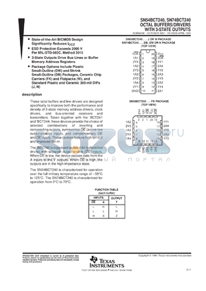 SN74BCT240DBLE datasheet - OCTAL BUFFERS AND LINE DRIVERS