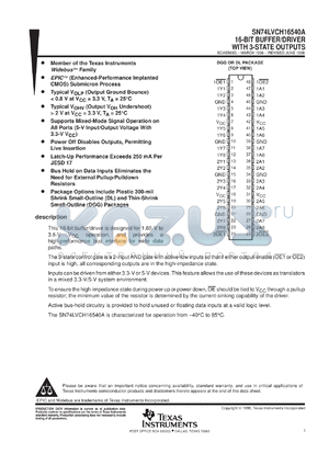 SN74LVCH16540ADLR datasheet - 16-BIT BUFFER/DRIVER WITH 3-STATE OUTPUTS