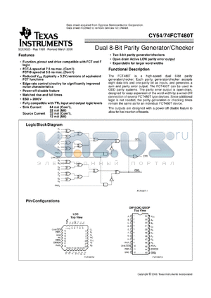 CY74FCT480ATQC datasheet - DUAL 8-BIT PARITY GENERATOR/CHECKER