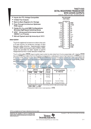 74ACT11543DWR datasheet - OCTAL REGISTERED TRANSCEIVERS WITH 3-STATE OUTPUTS