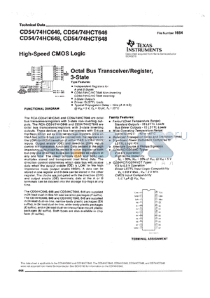 CD74HC646M datasheet - HIGH SPEED CMOS LOGIC OCTAL BUS TRANSCEIVER/REGISTER WITH 3-STATE OUTPUTS