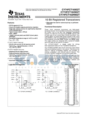 CY74FCT162952ATPAC datasheet - 16-BIT REGISTERED TRANSCEIVERS WITH 3-STATE OUTPUTS