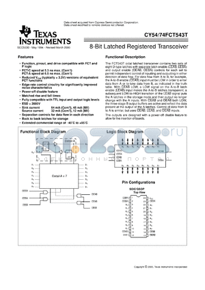 CY74FCT543ATQC datasheet - OCTAL REGISTERED TRANSCEIVERS WITH 3-STATE OUTPUTS