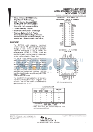 SNJ54BCT544JT datasheet - OCTAL REGISTERED TRANSCEIVERS WITH 3-STATE OUTPUTS