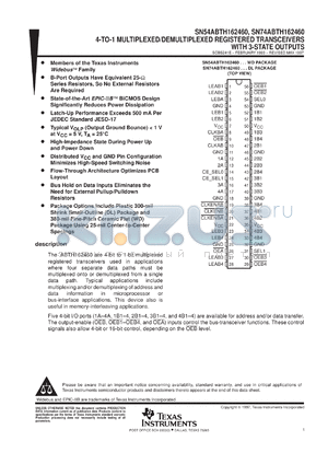 SN74ABTH162460DGGR datasheet - 4-TO-1 MULTIPLEXED/DEMULTIPLEXED REGISTERED TRANSCEIVERS WITH 3-STATE OUTPUTS