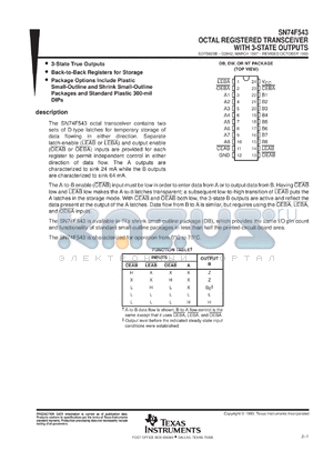 SN74F543DBLE datasheet - OCTAL REGISTERED TRANSCEIVER WITH 3-STATE OUTPUTS