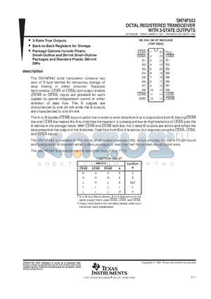SN74F543DBR datasheet - OCTAL REGISTERED TRANSCEIVER WITH 3-STATE OUTPUTS