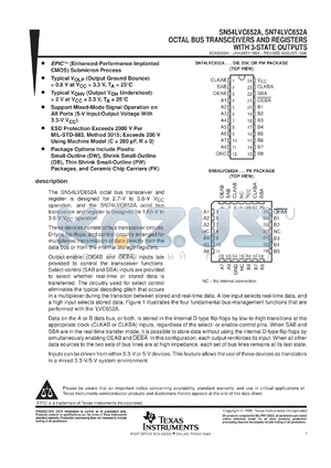 SN74LVC652ADBLE datasheet - OCTAL BUS TRANSCEIVER AND REGISTER WITH 3-STATE OUTPUTS