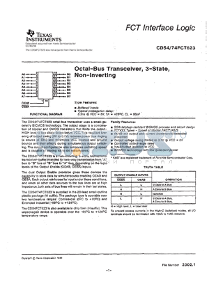 CD74FCT623M datasheet - BICMOS FCT INTERFACE LOGIC OCTAL NON-INVERTING BUS TRANSCEIVERS WITH 3-STATE OUTPUTS