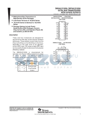 SNJ54ALS1245AFK datasheet - OCTAL BUS TRANSCEIVERS WITH 3-STATE OUTPUTS