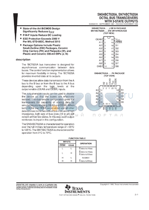 SNJ54BCT620AJ datasheet - OCTAL BUS TRANSCEIVERS WITH 3-STATE OUTPUTS