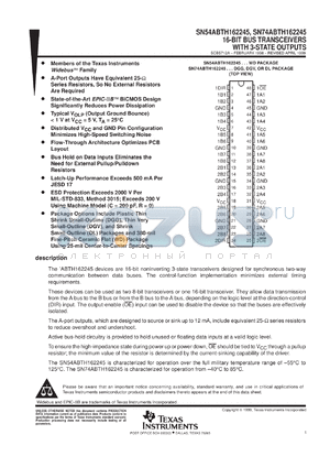 SN74ABTH162245DLR datasheet - 16-BIT BUS TRANSCEIVERS WITH 3-STATE OUTPUTS