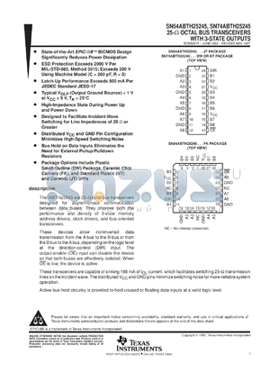 SN74ABTH25245DWR datasheet - 25-OHM OCTAL BUS TRANSCEIVERS WITH 3-STATE OUTPUTS