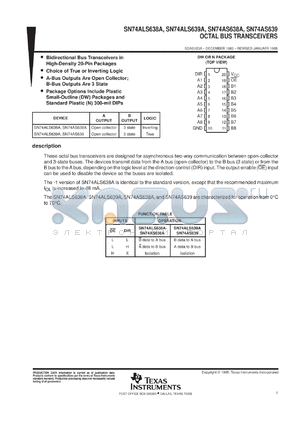 SN74ALS639ADWR datasheet - OCTAL BUS TRANSCEIVERS