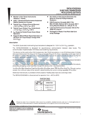 SN74LVCH32245AGKER datasheet - 32-BIT BUS TRANSCEIVER WITH 3-STATE OUTPUT