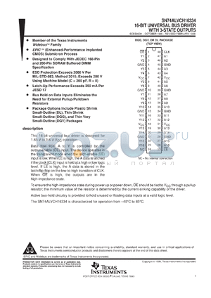 SN74ALVCH16334DGGR datasheet - 16-BIT UNIVERSAL BUS DRIVER WITH 3-STATE OUTPUTS