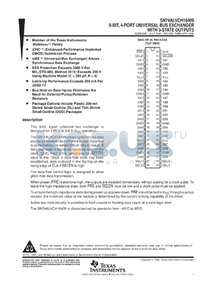 SN74ALVCH16409DLR datasheet - 9-BIT 4-PORT UNIVERSAL BUS EXCHANGER WITH 3-STATE OUTPUTS