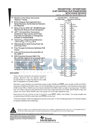 SN74ABT162501DGGR datasheet - 18-BIT UNIVERSAL BUS TRANSCEIVERS WITH 3-STATE OUTPUTS