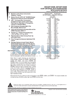 SN74ABT16500BDGGR datasheet - 18-BIT UNIVERSAL BUS TRANSCEIVERS WITH 3-STATE OUTPUTS