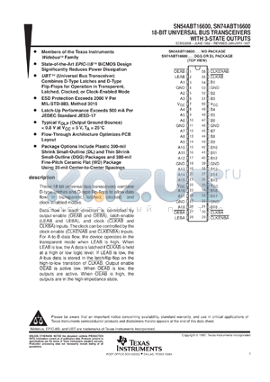 SN74ABT16600DLR datasheet - 18-BIT UNIVERSAL BUS TRANSCEIVERS WITH 3-STATE OUTPUTS