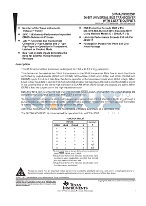 SN74ALVCH32501GKFR datasheet - 36-BIT UNIVERSAL BUS TRANSCEIVER WITH 3-STATE OUTPUTS