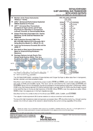 SN74ALVCHR162601DGVR datasheet - 18-BIT UNIVERSAL BUS TRANSCEIVER WITH 3-STATE OUTPUTS