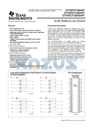 CY74FCT162244CTPAC datasheet - 16-BIT BUFFERS/DRIVERS WITH 3-STATE OUTPUTS