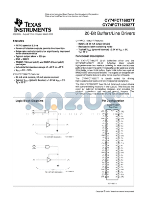 CY74FCT162827CTPAC datasheet - 20-BIT BUFFERS/DRIVERS WITH 3-STATE OUTPUTS