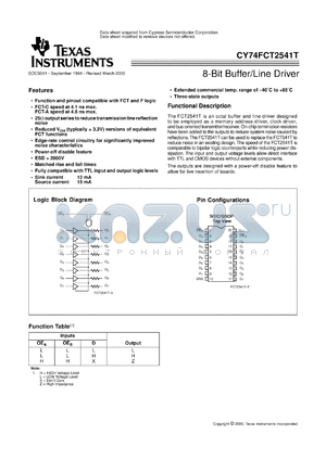 CY74FCT2541ATQC datasheet - OCTAL LINE DRIVER/MOS DRIVER WITH 3-STATE OUTPUTS