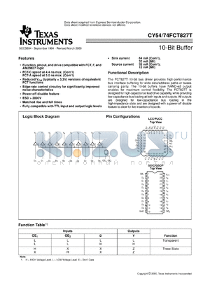 CY74FCT827ATQC datasheet - 10-BIT BUFFERS/DRIVERS WITH 3-STATE OUTPUTS