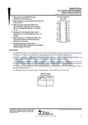 SN64BCT25244DWR datasheet - OCTAL 25-OHM BUFFER/DRIVER WITH 3-STATE OUTPUTS