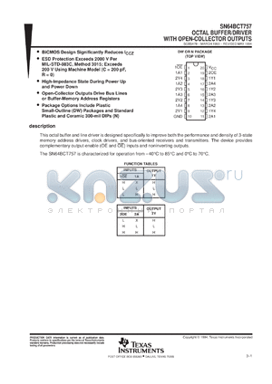 SN64BCT757DWR datasheet - OCTAL BUFFER/DRIVER WITH OPEN-COLLECTOR OUTPUTS