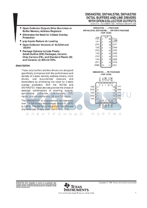 SN74AS760N3 datasheet - OCTAL BUFFERS/LINE DRIVERS WITH OPEN-COLLECTOR OUTPUTS