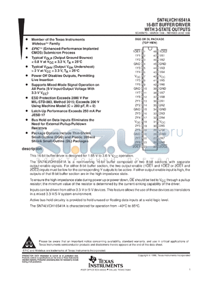 SN74LVCH16541ADGVR datasheet - 16-BIT BUFFER/DRIVER WITH 3-STATE OUTPUTS