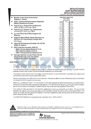 SN74LVCZ16244ADLR datasheet - 16-BIT BUFFER/DRIVER WITH 3-STATE OUTPUTS