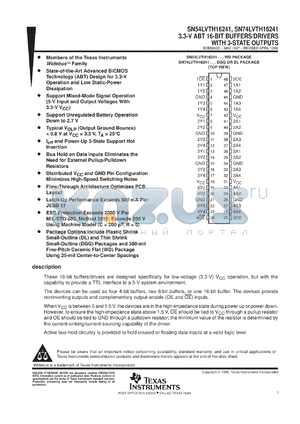 SN74LVTH16241DGGR datasheet - 3.3-V ABT 16-BIT BUFFERS/DRIVERS WITH 3-STATE OUTPUTS